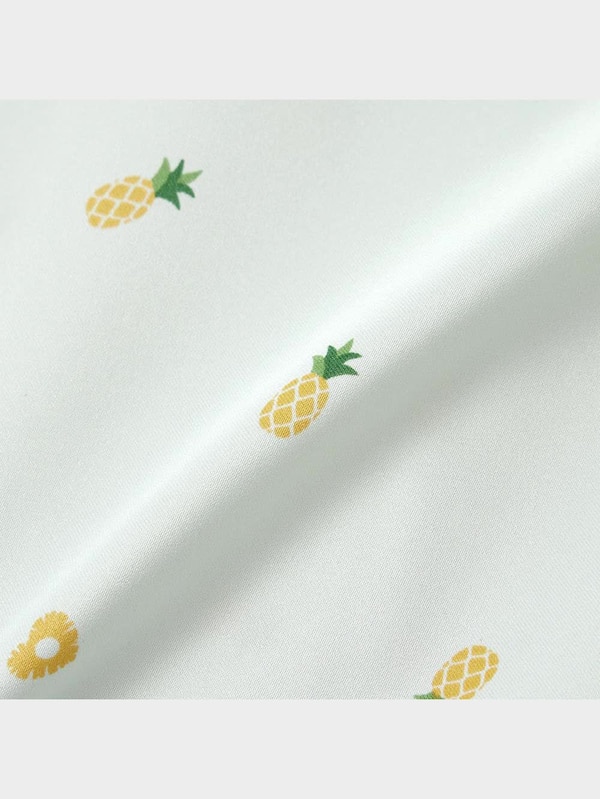 サテンパジャマ(半袖&ロングパンツ)(パイナップル)+E