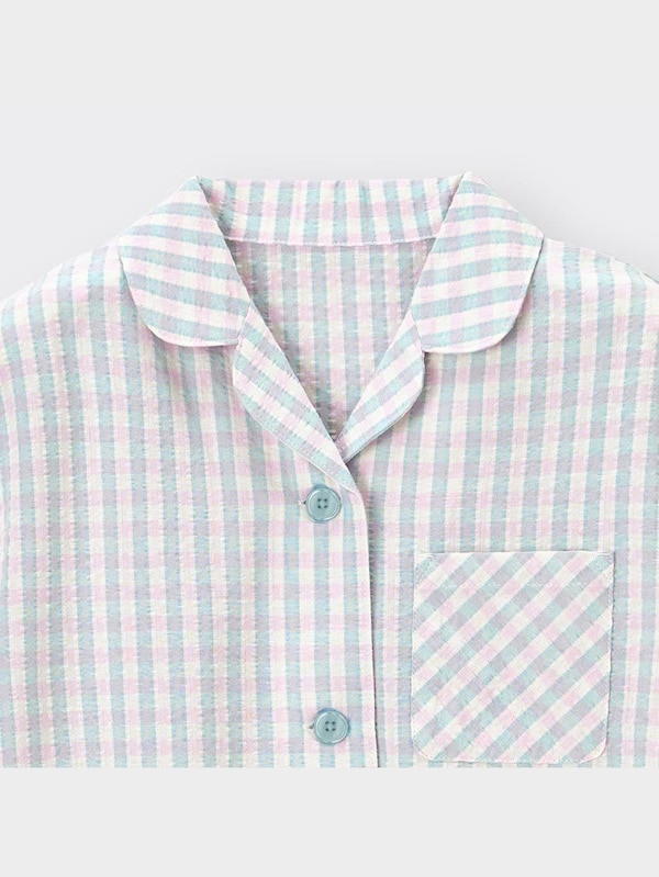 GIRLSギンガムチェックパジャマ(半袖&ショートパンツ)+X