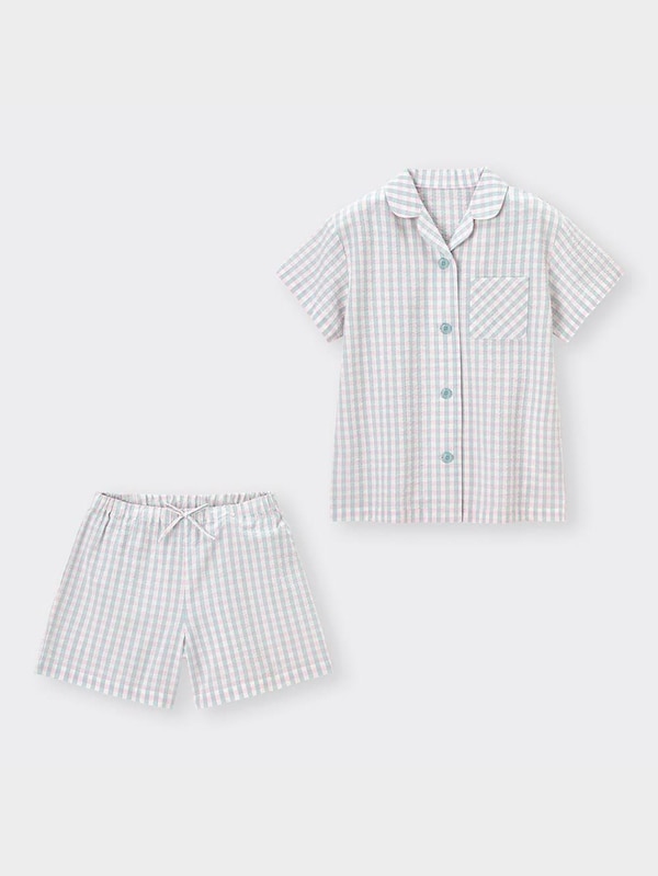 GIRLSギンガムチェックパジャマ(半袖&ショートパンツ)+X