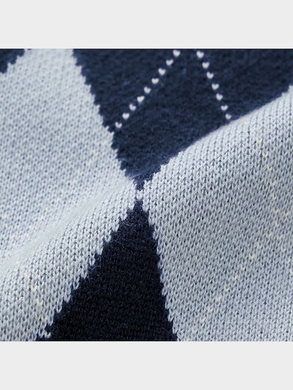 アーガイルクロップドカーディガン(半袖)NT+E(アンサンブル可能)