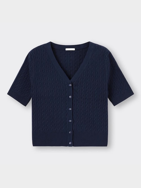 ケーブルクロップドカーディガン(半袖)NT+X(アンサンブル可能)