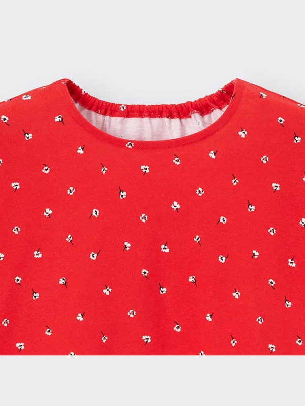 GIRLSフリルスリーブカットソーワンピース(半袖)(フラワー)