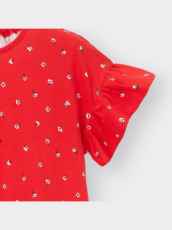 GIRLSフリルスリーブカットソーワンピース(半袖)(フラワー)