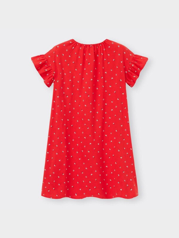 GIRLSフリルスリーブカットソーワンピース(半袖)(フラワー)