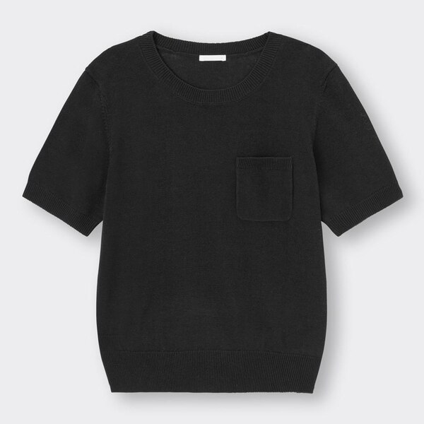 クルーネックセーター(半袖)NT+E-BLACK