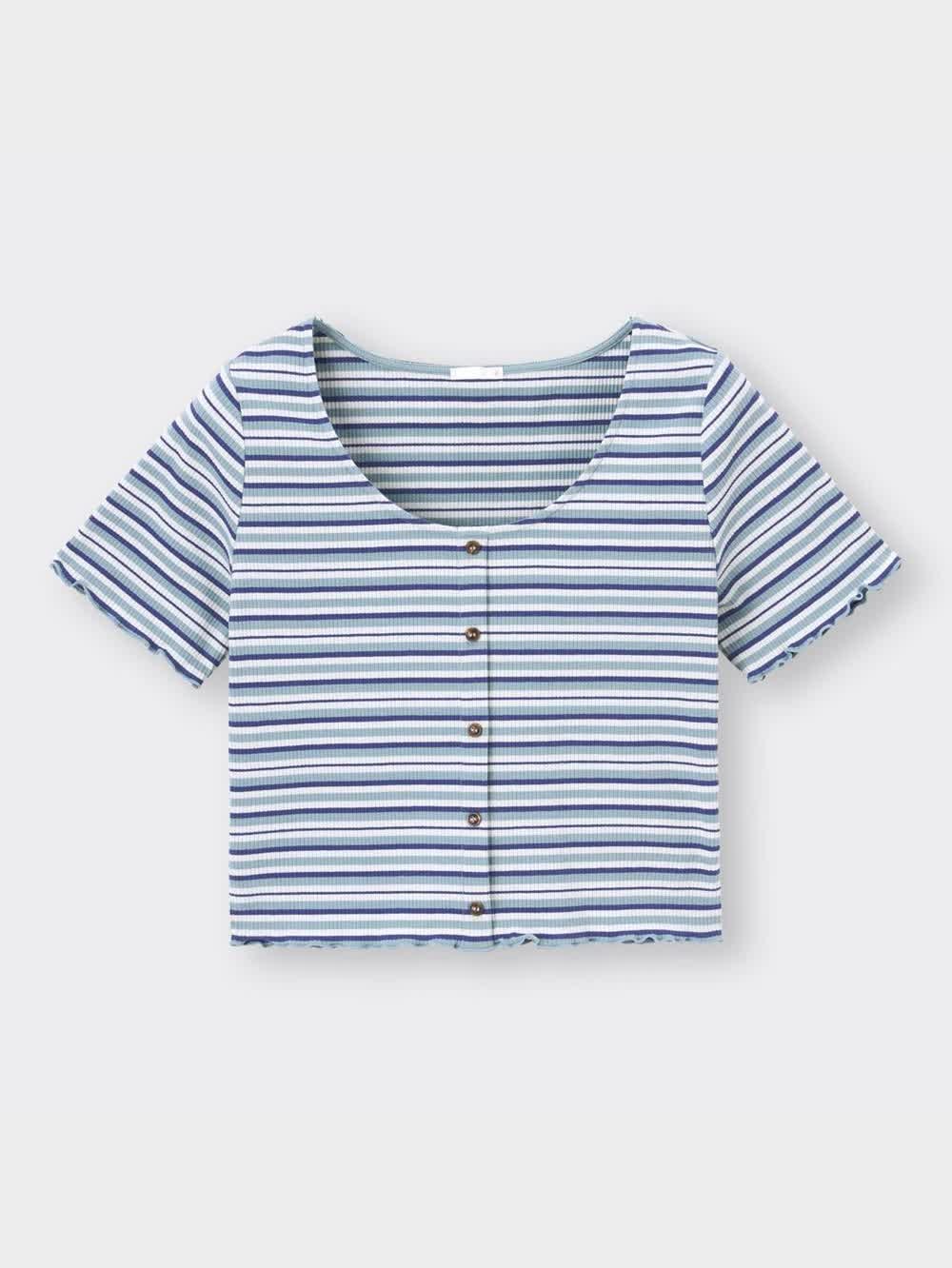 GU公式 | マルチボーダーミニT(半袖)YG+X(丈43.5cm～49cm)