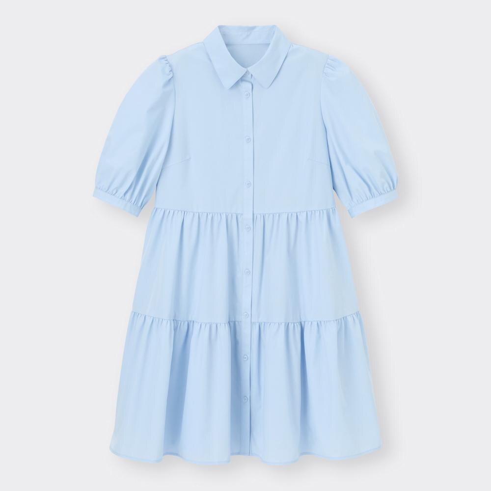 Guのティアードミニシャツワンピース 5分袖 Osb Ec Stylehint