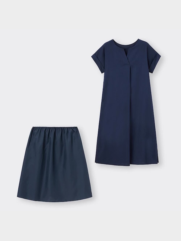 リネンブレンドスキッパーワンピース(半袖)OSB+EC