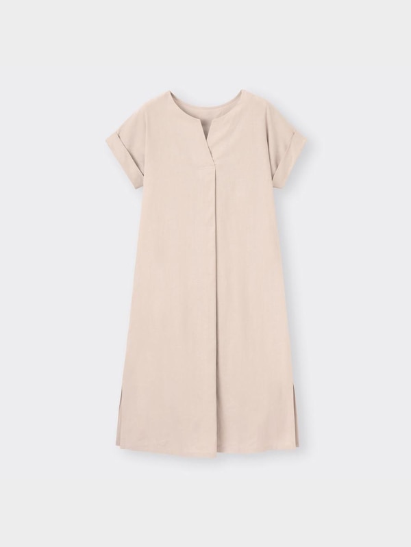 リネンブレンドスキッパーワンピース(半袖)OSB+EC