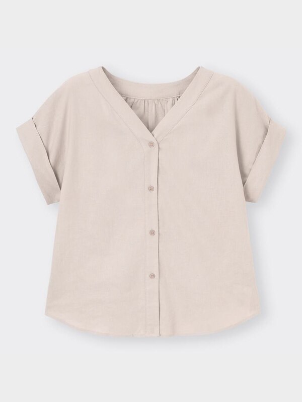 2WAYリネンブレンドブラウス(半袖)OSB+EC