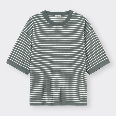 Gu公式 シアーリラックスフィットセーター 5分袖 ボーダー Nt E ファッション通販サイト