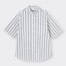 オックスフォードオーバーサイズシャツ(5分袖)(ストライプ)-WHITE