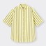 オックスフォードオーバーサイズシャツ(5分袖)(ストライプ)-YELLOW
