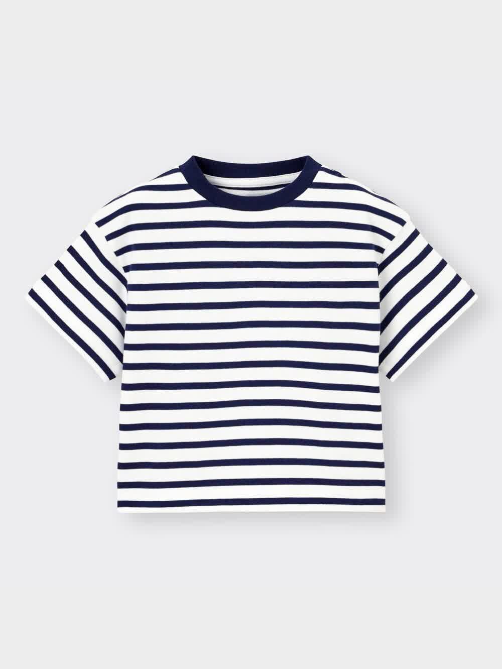 GU公式 | GIRLSボーダーミニT(半袖)+X(丈33.5cm～50.5cm)