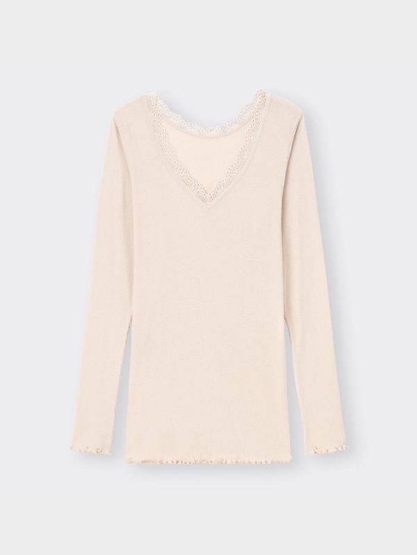 スタイルヒートリブレースVネックT(長袖)