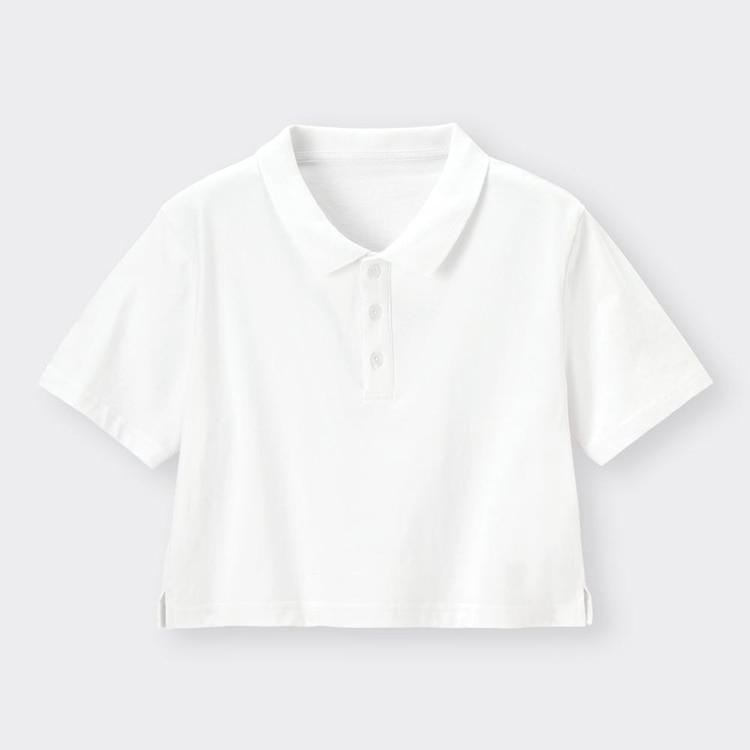 GU公式　クロップドポロシャツ(半袖)OSB+EC