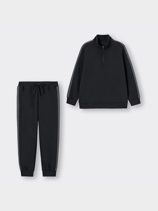 ソフトダブルフェイスハーフジップラウンジ(長袖&ロングパンツ)