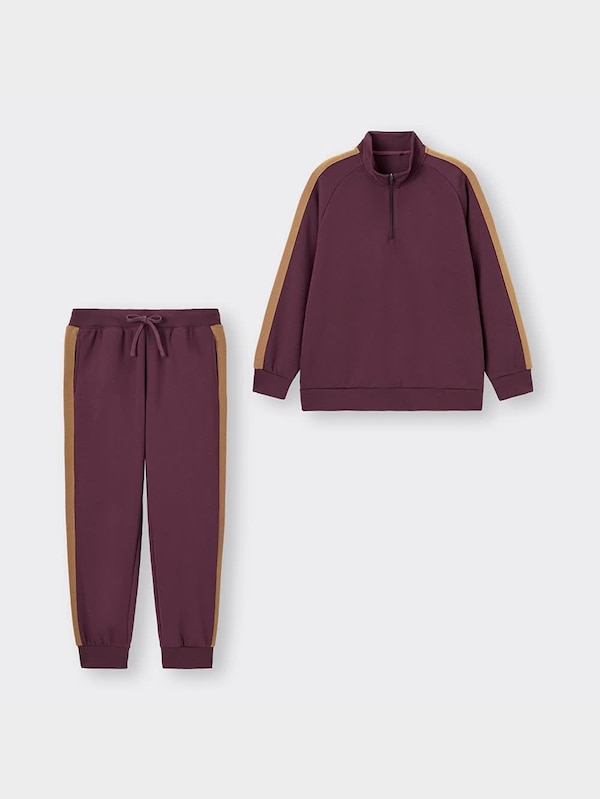 ソフトダブルフェイスハーフジップラウンジ(長袖&ロングパンツ)