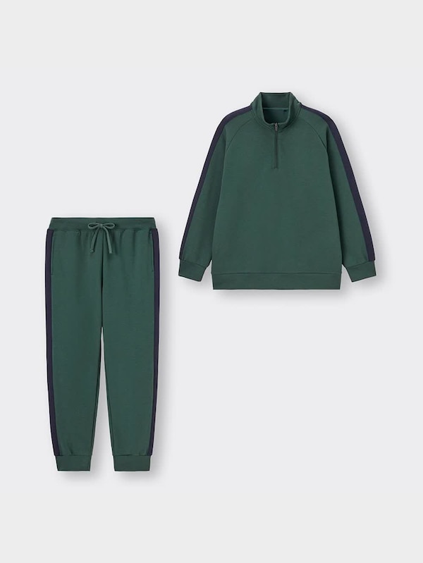 ソフトダブルフェイスハーフジップラウンジ(長袖&ロングパンツ)