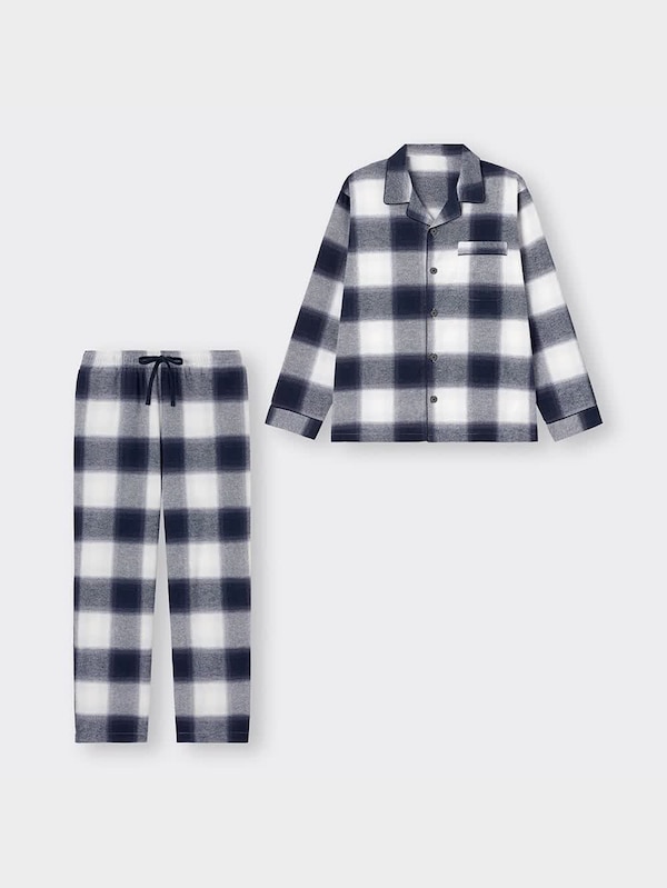フランネルパジャマ(長袖&ロングパンツ)(オンブレチェック)+E
