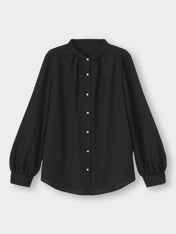 パールボタンブラウス(長袖)