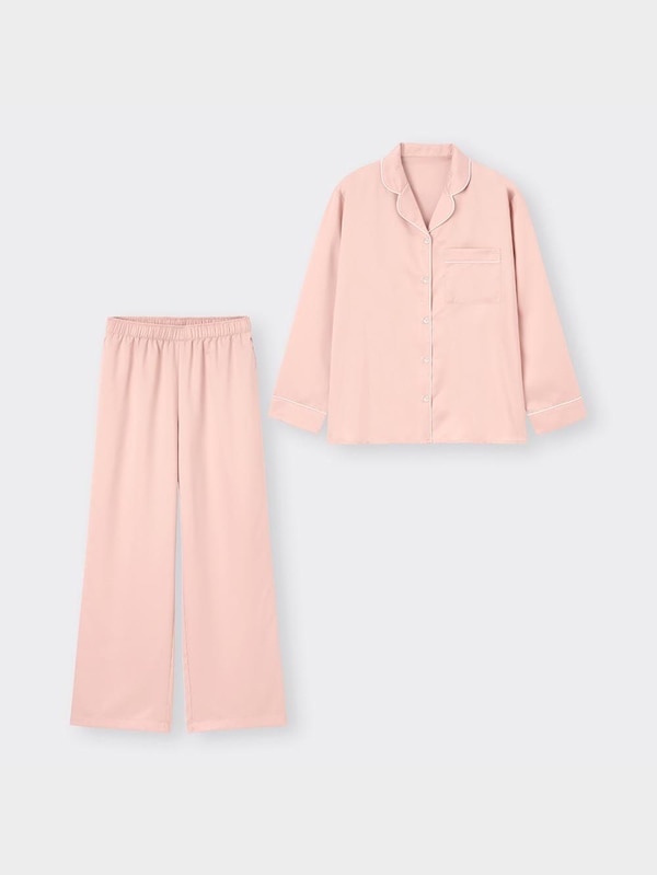 サテンパジャマ(長袖&ロングパンツ)