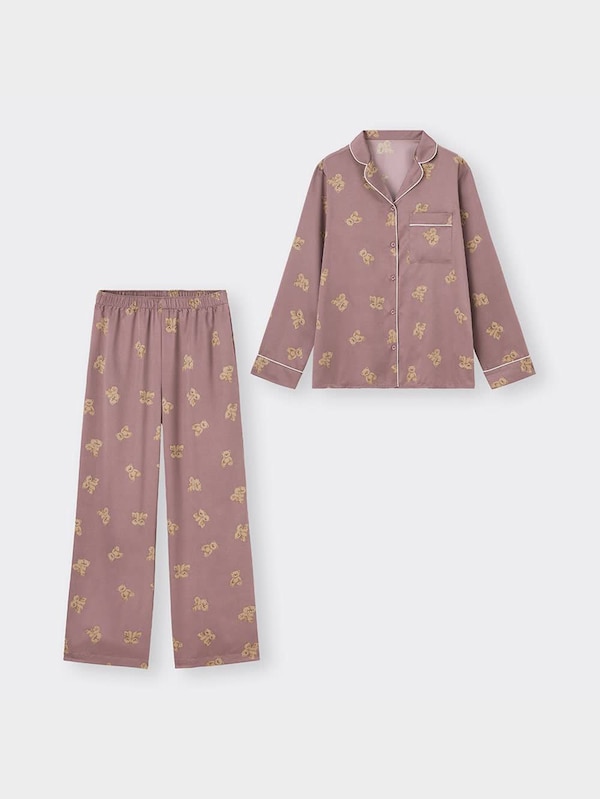 サテンパジャマ(長袖&ロングパンツ)(ベア)