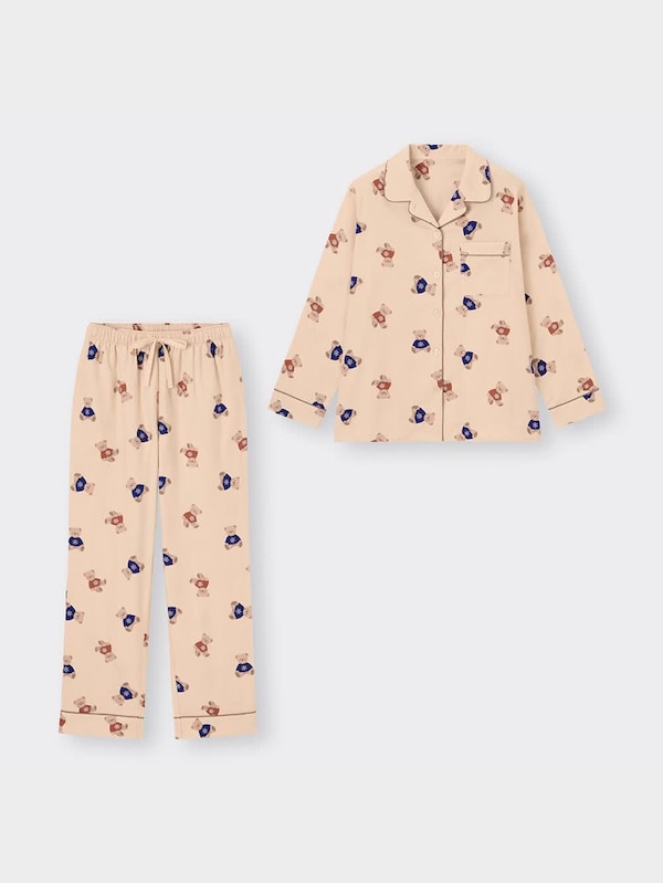 フランネルパジャマ(長袖&ロングパンツ)(ベア)