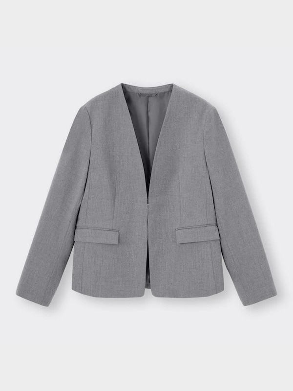 ウォッシャブルノーカラージャケットZ+E(セットアップ可能)