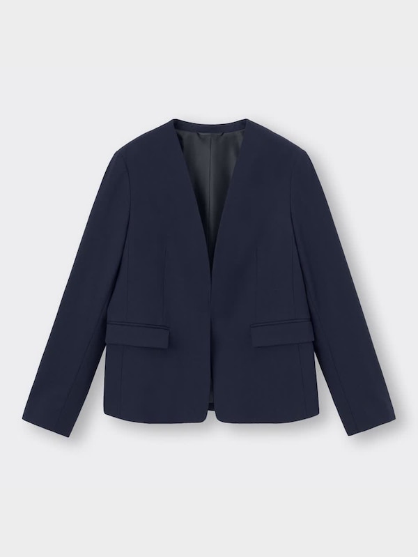 ウォッシャブルノーカラージャケットZ+E(セットアップ可能)