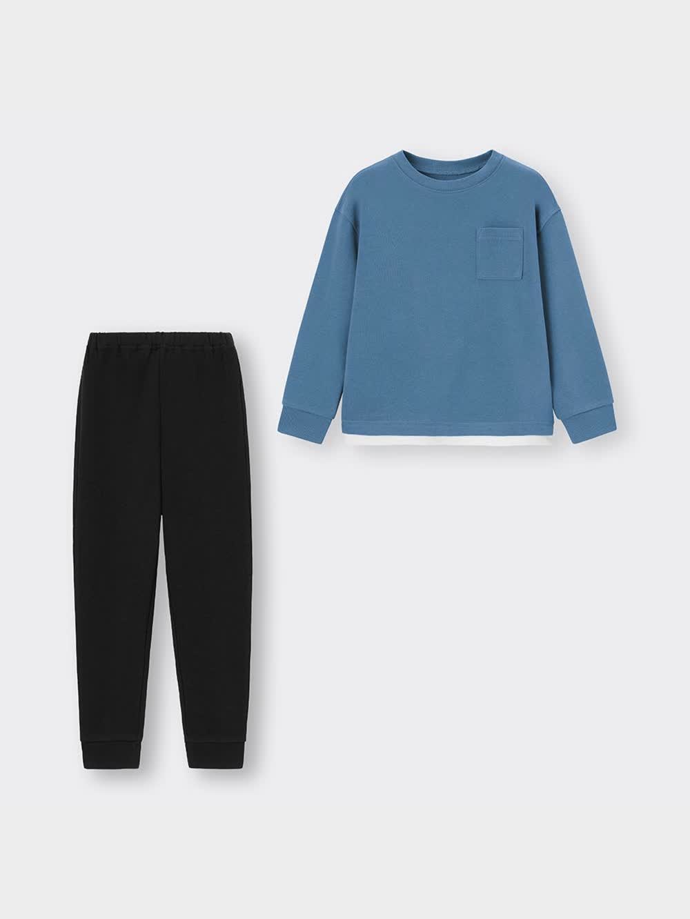 GU公式 | KIDS(男女兼用)ソフトスウェットラウンジセット(長袖&ロング