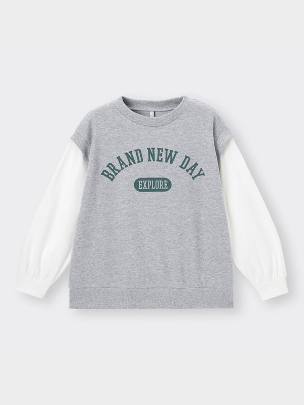 KIDS(男女兼用)グラフィックベストレイヤードビッグT(長袖)