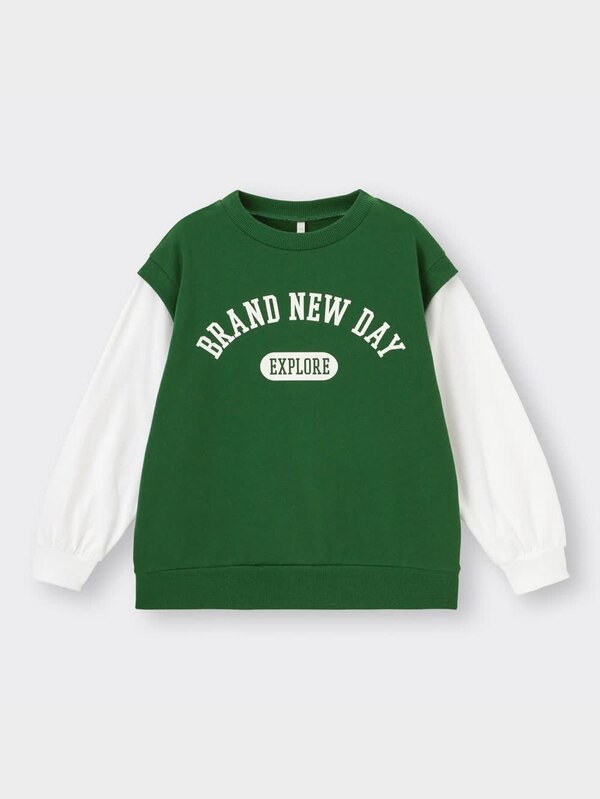 KIDS(男女兼用)グラフィックベストレイヤードビッグT(長袖)