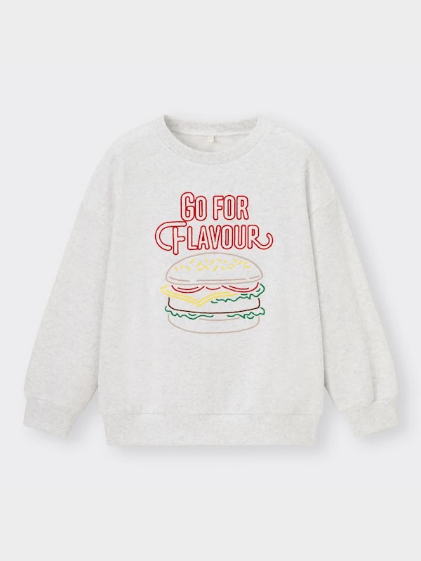 KIDS(男女兼用)グラフィックスウェットプルオーバー(長袖)(ハンバーガー)