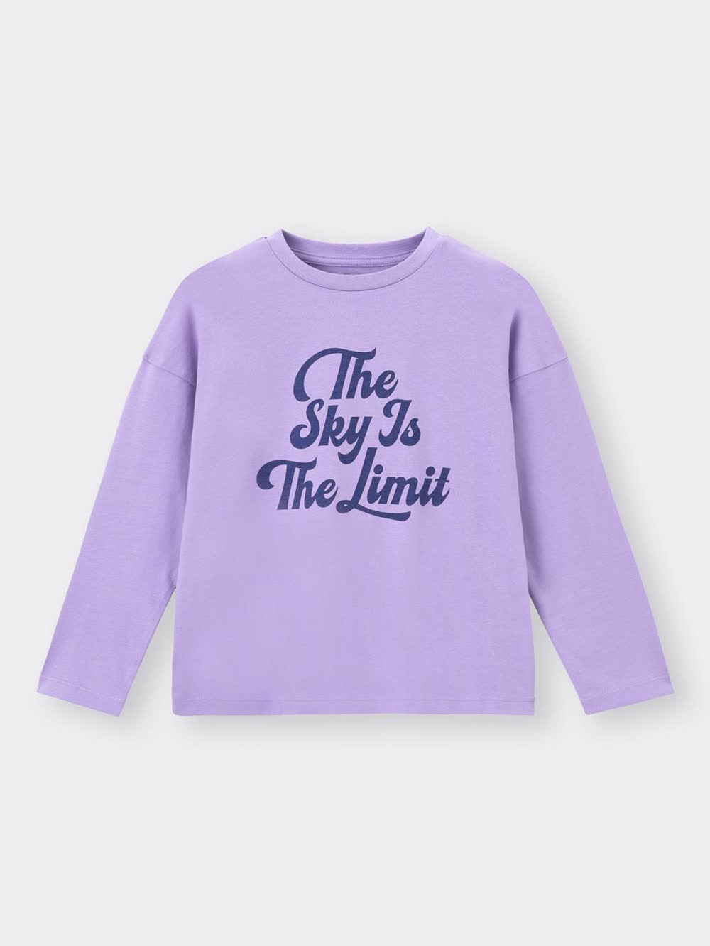 売約予定商品 GU公式 | GIRLSコットングラフィックビッグT(長袖)(ロゴ)