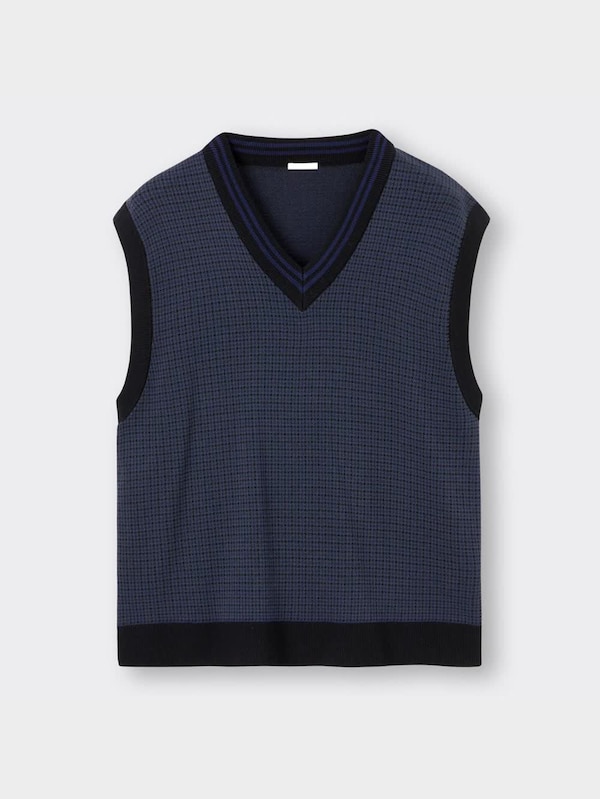 ウォッシャブルリラックスフィットチルデンニットベスト