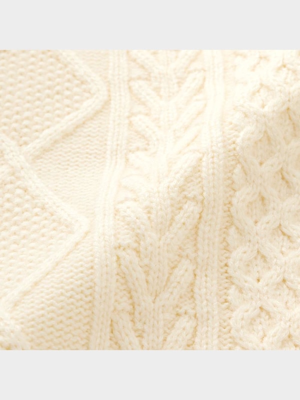 ケーブルクルーネックカーディガン(長袖)NT+E