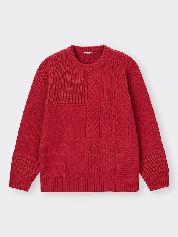 ケーブルコンビネーションリラックスフィットセーター(長袖)NT+E