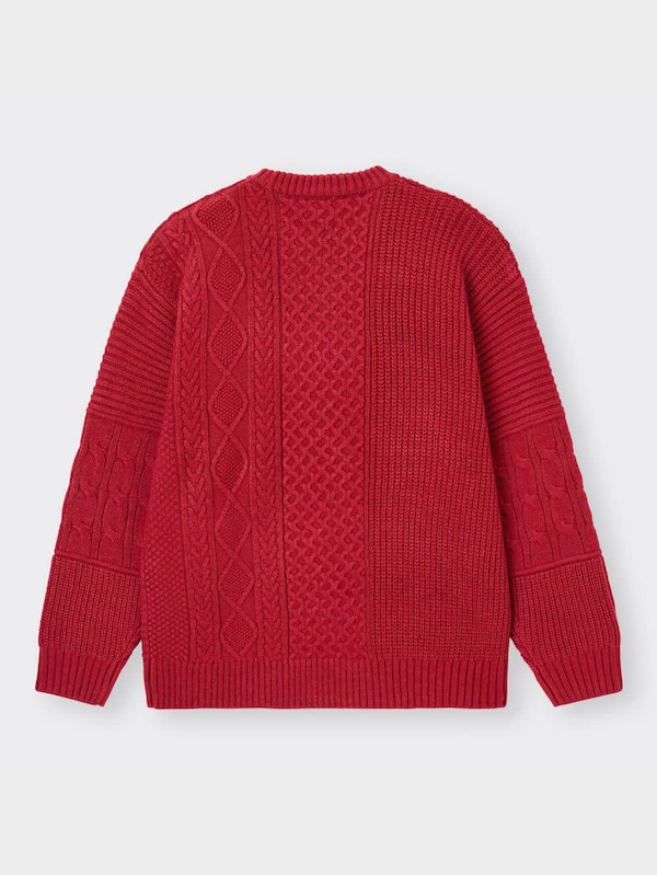 ケーブルコンビネーションリラックスフィットセーター(長袖)NT+E