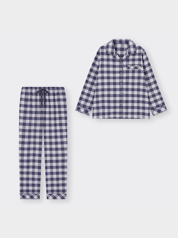 フランネルパジャマ(長袖&ロングパンツ)(チェック)+X