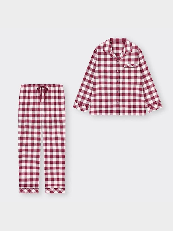 フランネルパジャマ(長袖&ロングパンツ)(チェック)+X