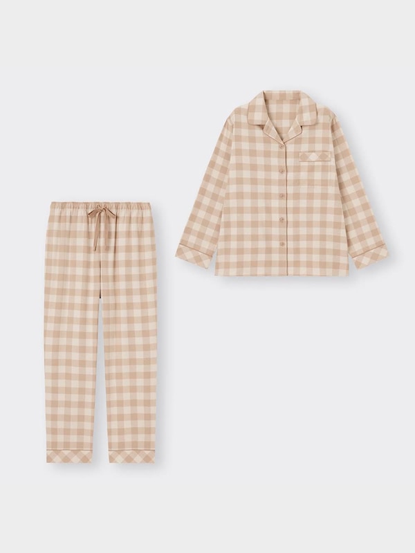 フランネルパジャマ(長袖&ロングパンツ)(チェック)+X