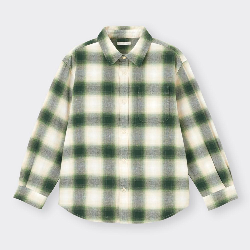 （GU）KIDS(男女兼用)フランネルチェックシャツ(長袖)+E