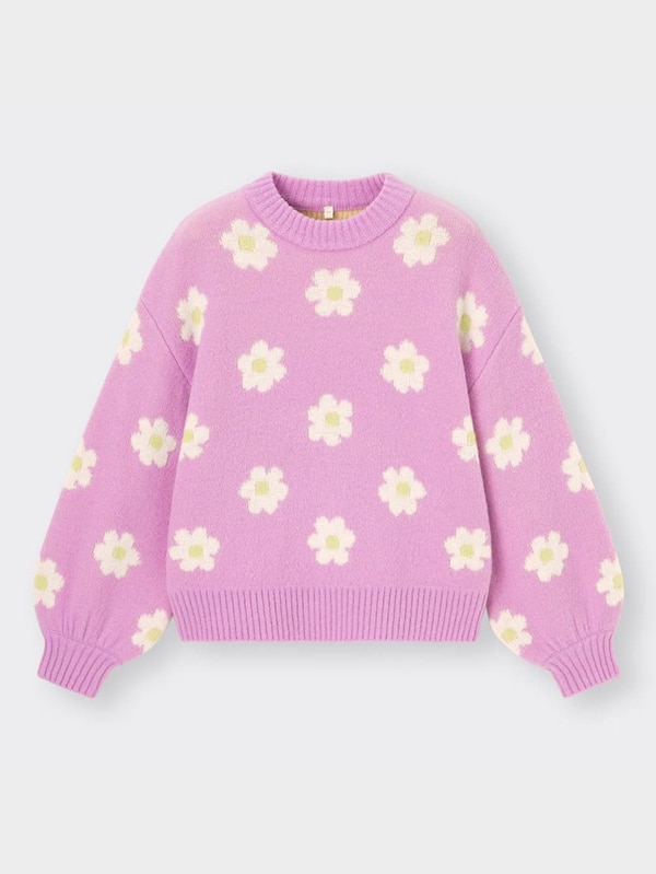 GIRLSジャカードセーター(長袖)(フラワー)