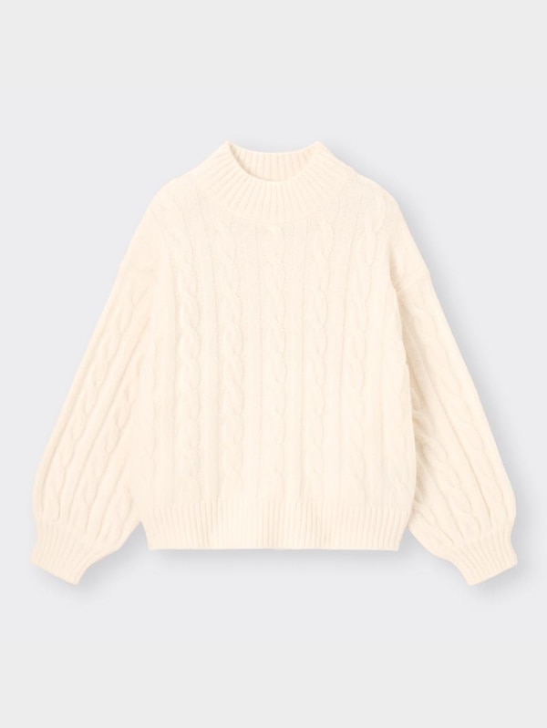 GIRLSパフィータッチケーブルモックネックセーター(長袖)