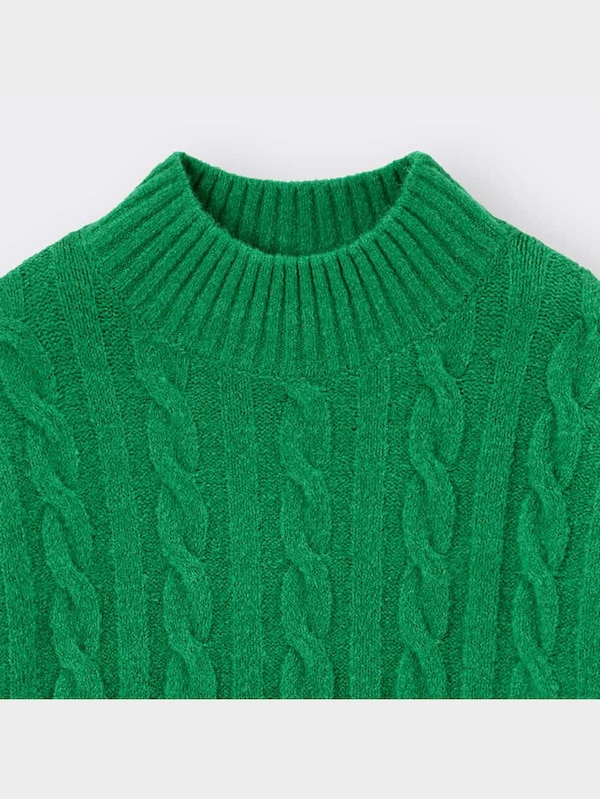 GIRLSパフィータッチケーブルモックネックセーター(長袖)