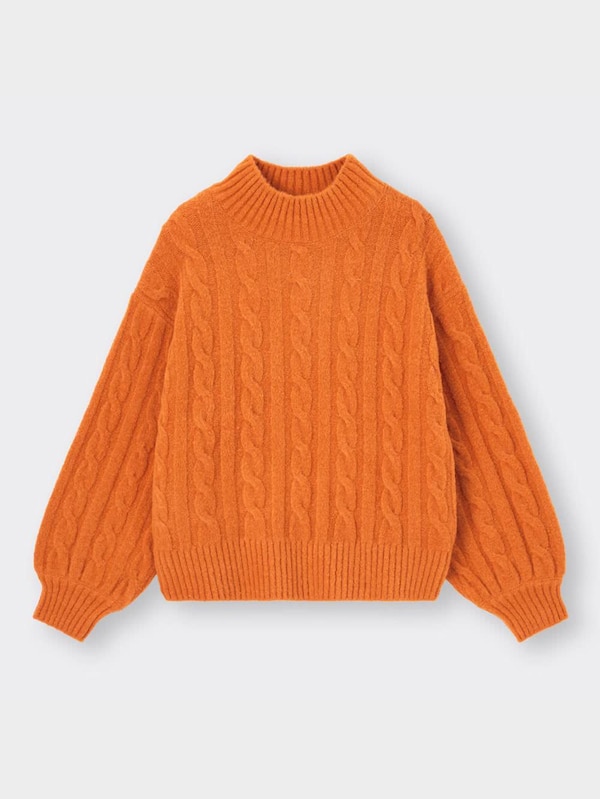 GIRLSパフィータッチケーブルモックネックセーター(長袖)