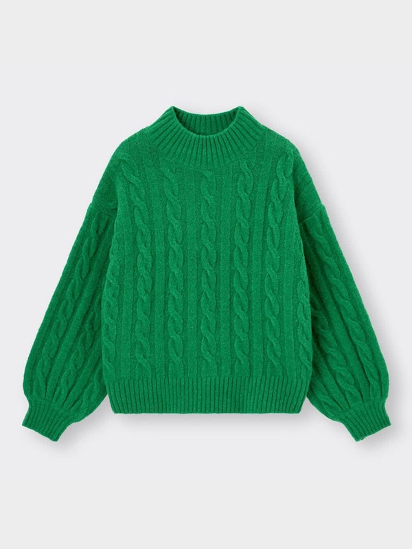 GIRLSパフィータッチケーブルモックネックセーター(長袖)