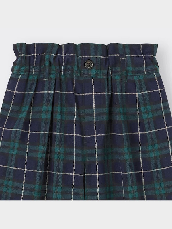 GIRLS起毛チェックプルオンワイドパンツ