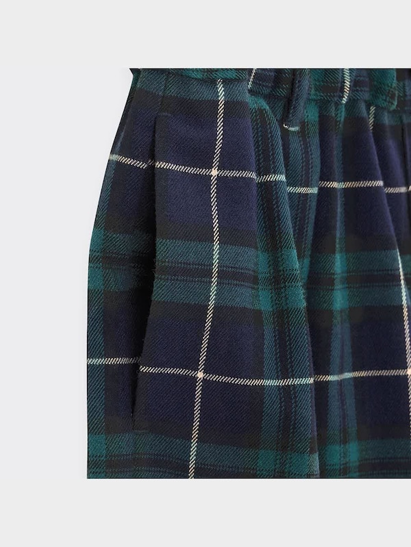 GIRLS起毛チェックプルオンワイドパンツ